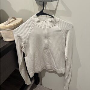 Lululemon Athletica White Ribbed Sweatshirt